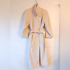 Evan Picone Petite Wool Cashmere Trench Coat Double-Breasted Coat Vintage